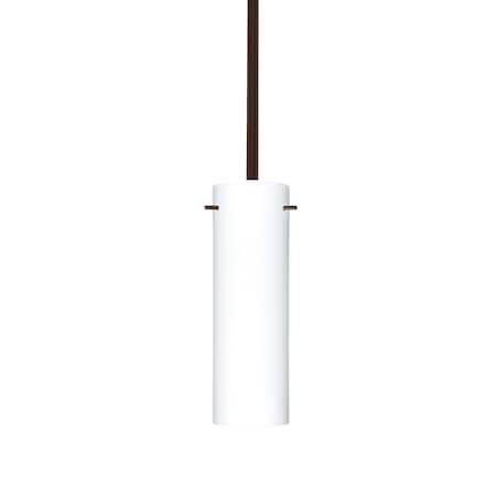 Besa Lighting Copa Stem Pendant, Opal Matte, Bronze Finish, 1x40W Candelabra 1TT-493007-BR